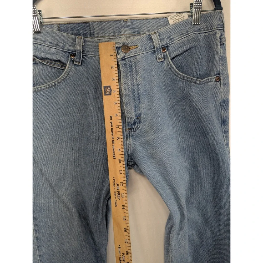 Wrangler Premium Quality Mens 33x30 Light Wash Straight Leg Cotton Jeans Blue
